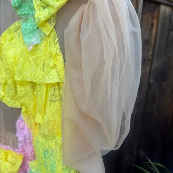 Comme Des Garçons Pink Ruffled lace Tulle sheer Dress - Size small - Picture 6 of 13